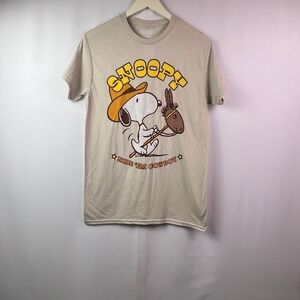 Peanuts Snoopy Cowboy T Shirt Sand Adult S Western Graphic Tee